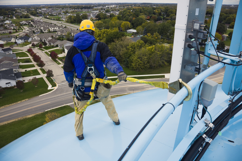 Working on the heights - top of the water tower.